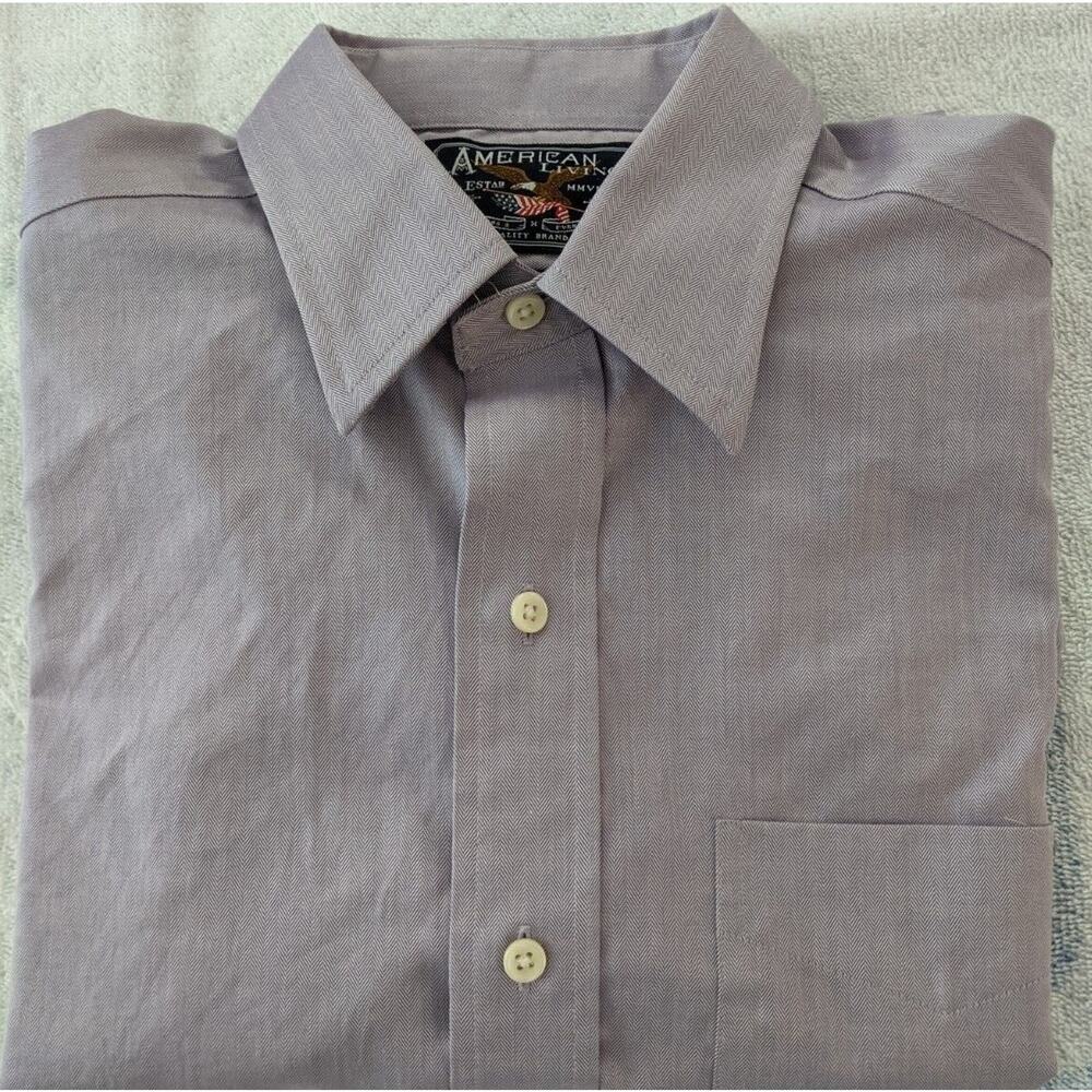 American Living Long Sleeve Button Down Shirt Men's 15 32/33 Purple 100% Cotton